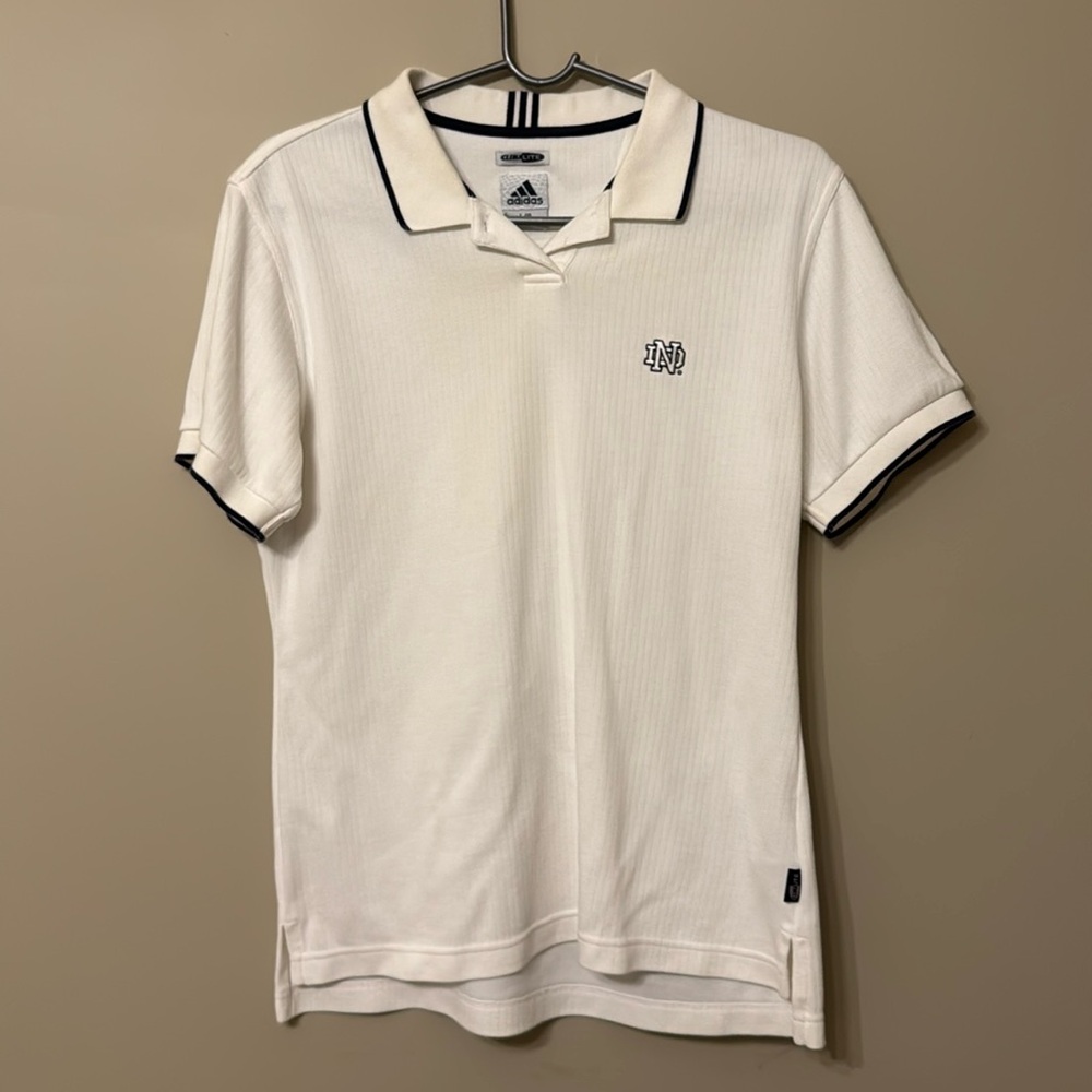 ADIDAS Notre Dame Women's blue and white cotton Polo- size L